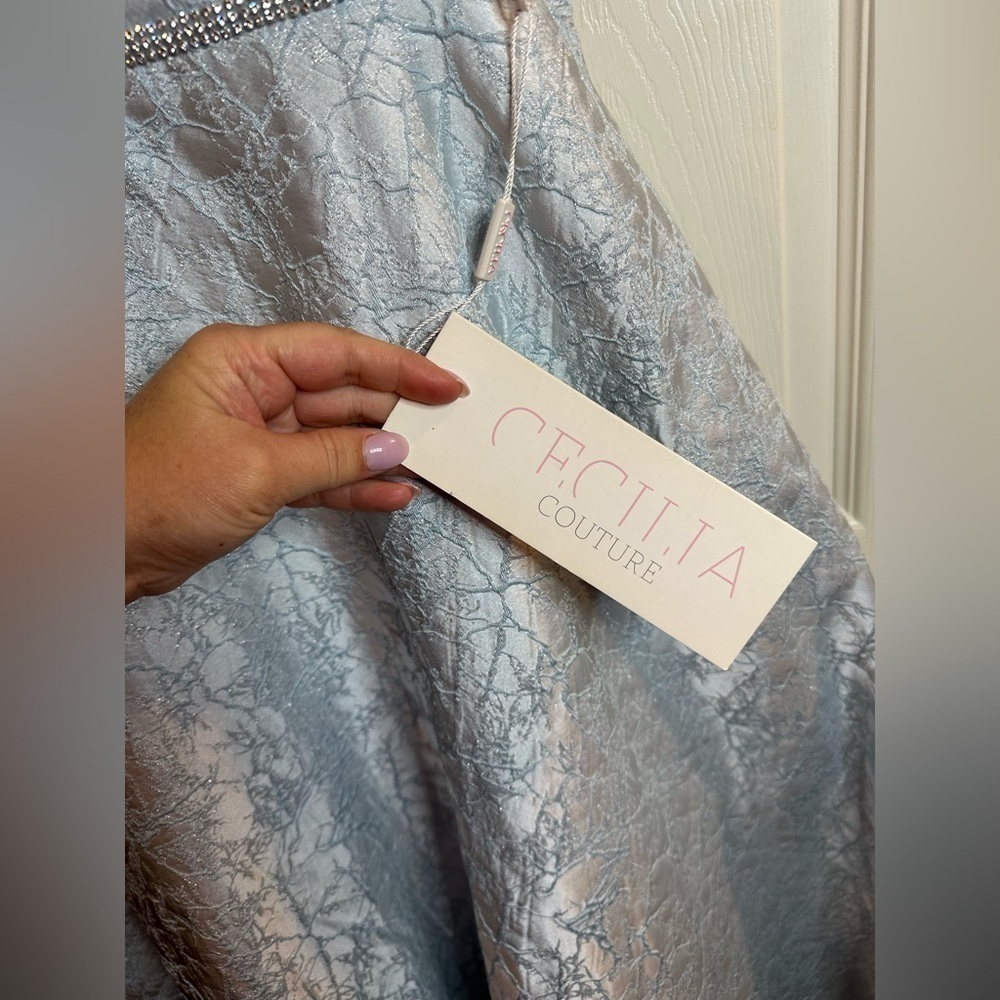 Cecilia Couture 2120 Sleeveless V-Neck Long Dress Sky Blue Cinderella Ice Blue - Picture 8 of 10